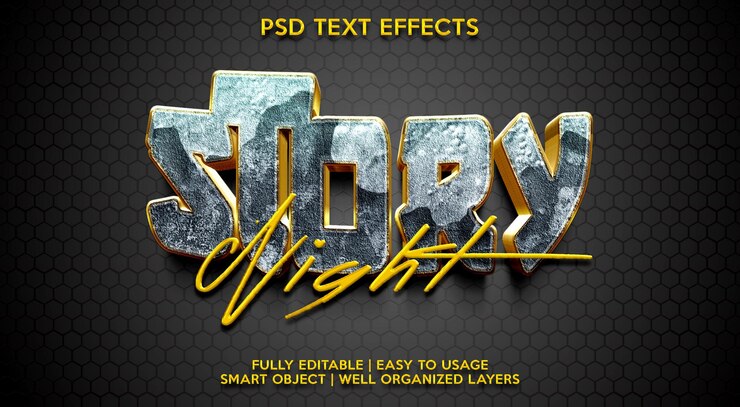 PSD story-nacht-texteffekte-vorlage