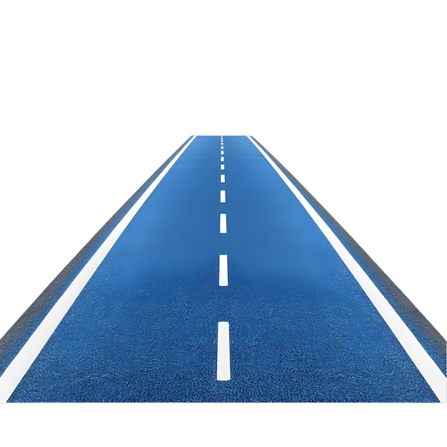 Strada blu con marcature di corsie bianche Progettazione concettuale del percorso