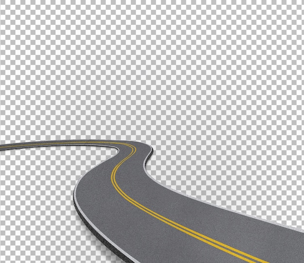 Strada vuota 3d renderizzata con linee realistiche strada 3d astratta isolata su sfondo trasparente