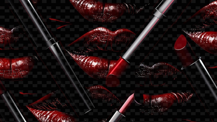 PSD strahlende lippenstiftröhren und lippendrucke überschneidende lipstick s y2k textur form hintergrund dekor kunst