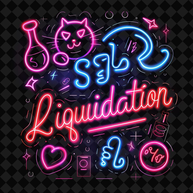 PSD strahlende neonlichter der liquidation text mit neonrot und bl png y2k inspiriertes neondekorativ