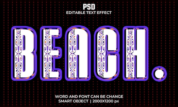 Strand psd 3d-texteffekt, vollständig editierbar, hohe qualität