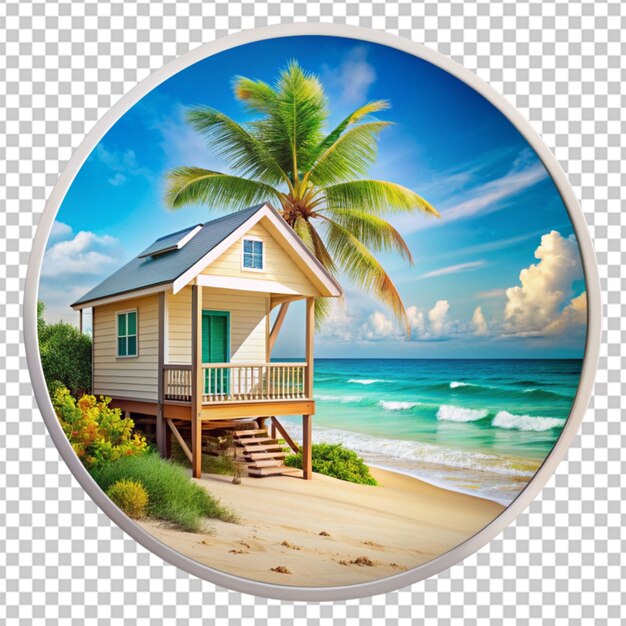 PSD strandhaus gesehen rundes zeichen sublimation transparenter hintergrund