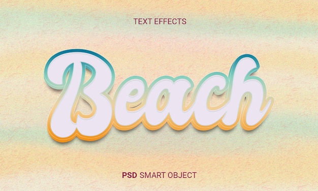 Strandsommer bearbeitbarer 3d-texteffekt im psd-stil