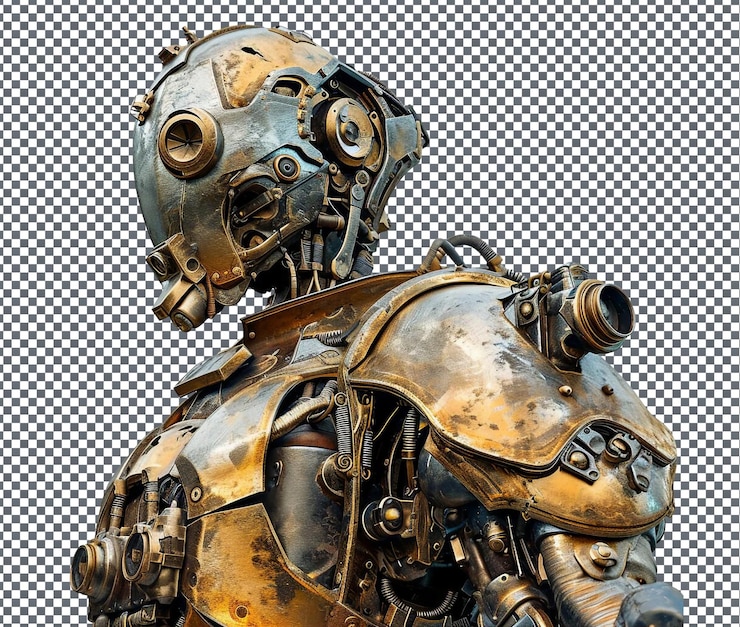 PSD strange dorian ironsoul warforged isolated on transparent background