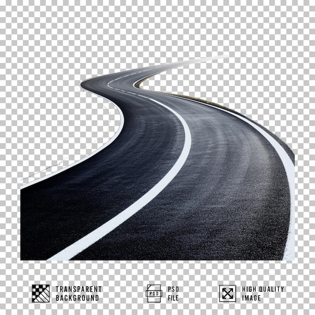 Straße mit weißen Linien auf durchsichtigem Hintergrund