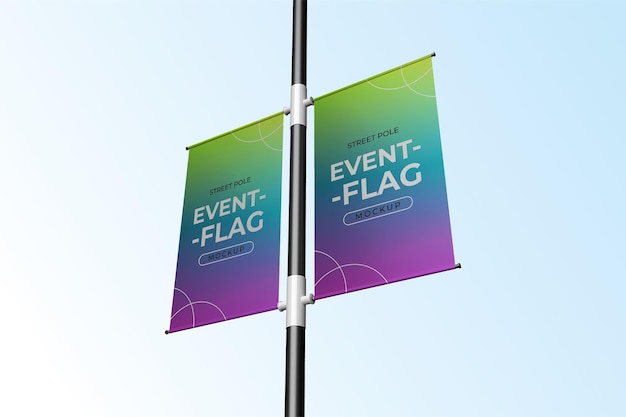 Straßenposten mit doppeltem Banner Mockup