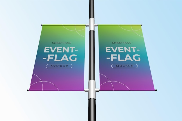 Straßenposten mit doppeltem Banner Mockup