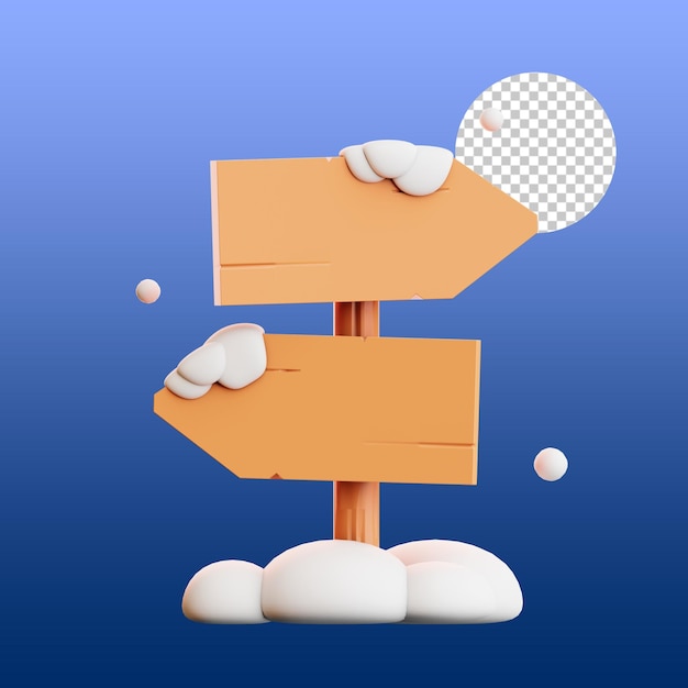 Straßenschild Winter 3D-Illustration