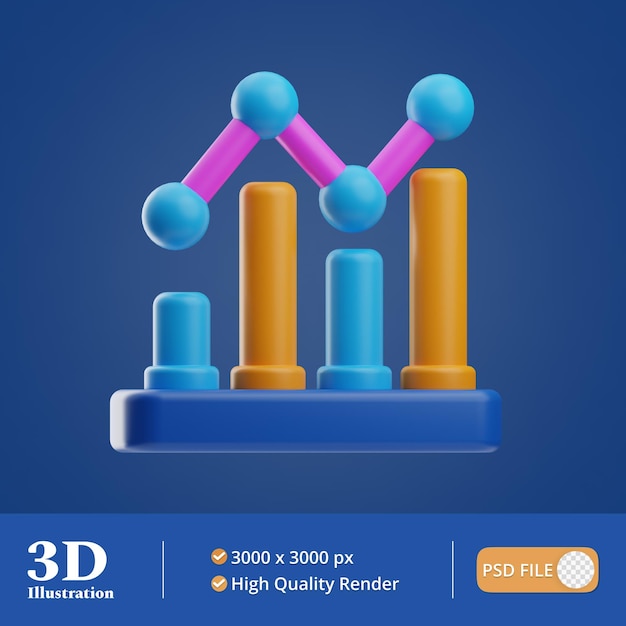 strategia di marketing Grafico a barre illustrazione 3d