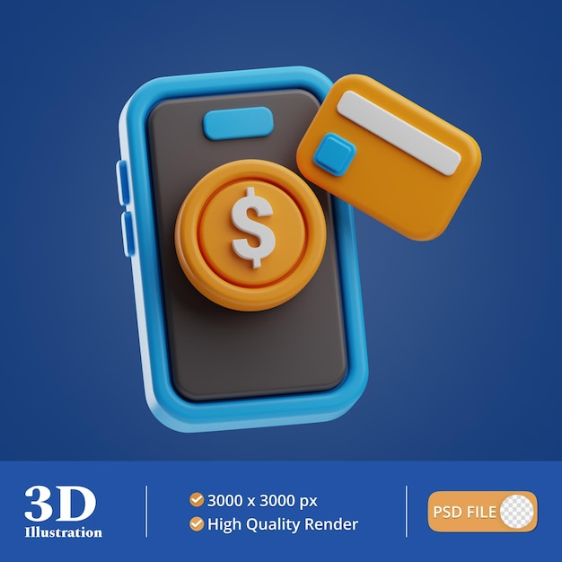 PSD stratégie marketing paiement en ligne illustration 3d