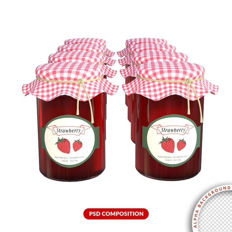 PSD strawberry bottle 3d illustration rendering premium psd