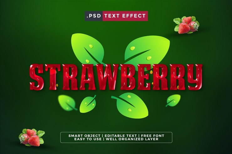 PSD strawberry text effect psd
