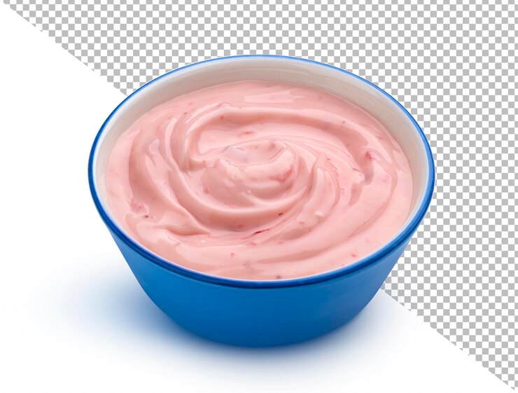PSD strawberry yogurt isolated on white background