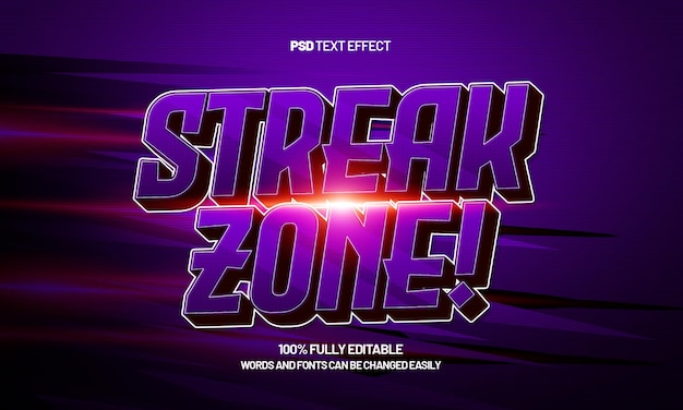 streak zone editable text effect with a fast and sport text effect