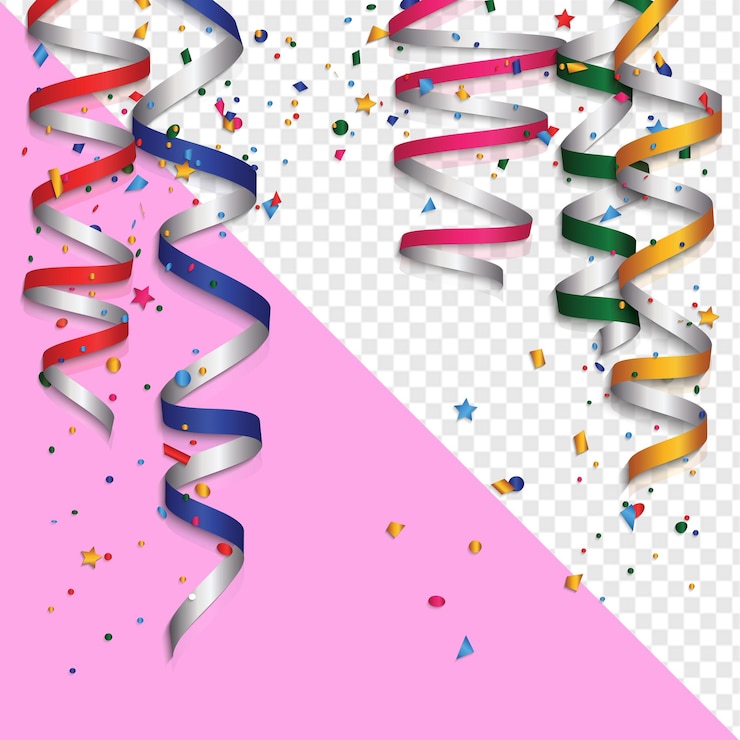PSD streamer festivos e confeti para eventos de celebração