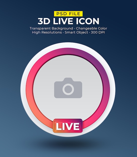 Streaming live di avatar icona social media 3D
