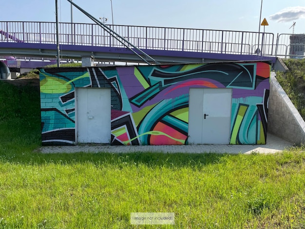 Street Art Graffiti Mockup Vetrina pubblicitaria esterna