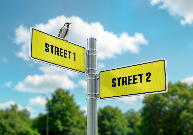 PSD street sign intersection mockup psd