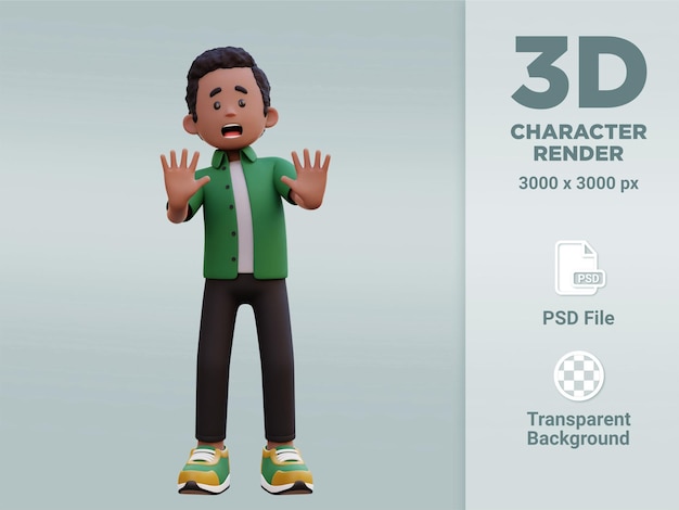 PSD stress de personnage masculin 3d et pose refusée