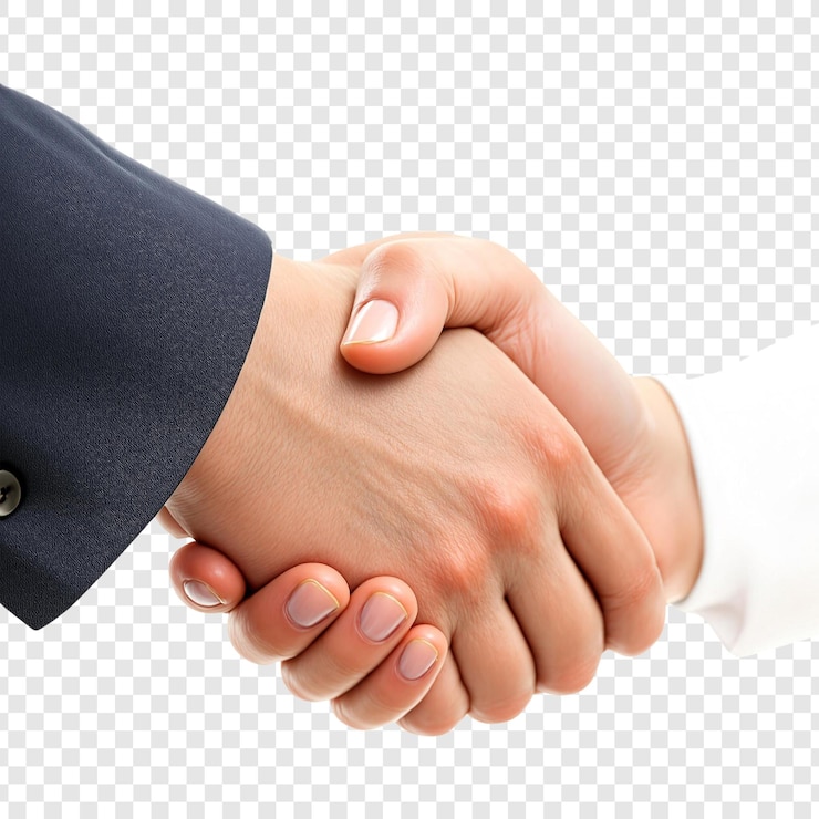 PSD stretta di mano tra due persone su uno sfondo bianco file png immagine in primo piano di una stretta di mani ferma