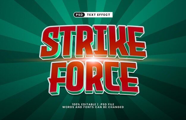 strike force editable text effect with a team and match text effect