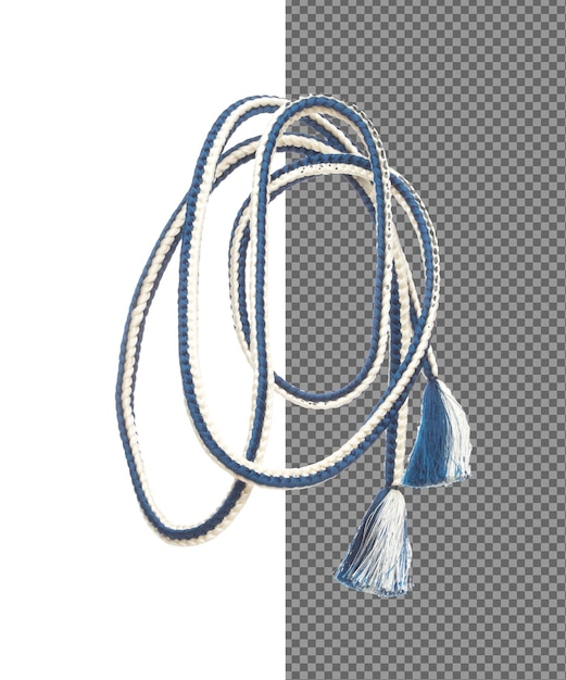 string rope obi japanese traditional komono equipment fly in air with curve string rope obi japanese traditional komono fabric is beautiful clothes for ceremony event white background isolated