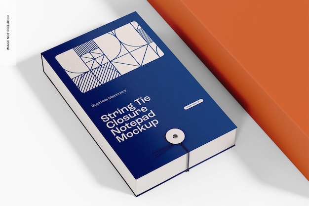 String Tie-Verschluss-Notizblock-Mockup-Perspektive