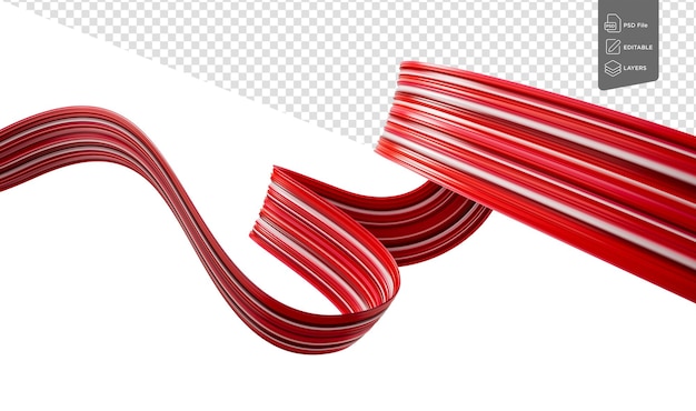 PSD stripes abstract paint colorful curl artistic spiral red ribbon on white background ilustração 3d