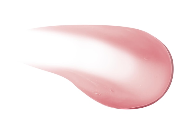 Striscio di balsamo rosa con uovo di banana o camomilla su sfondo vuoto isolato