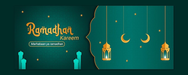 striscione di ramadhan con ornamenti islamici