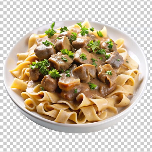 PSD stroganoff de carne bovina em fundo transparente