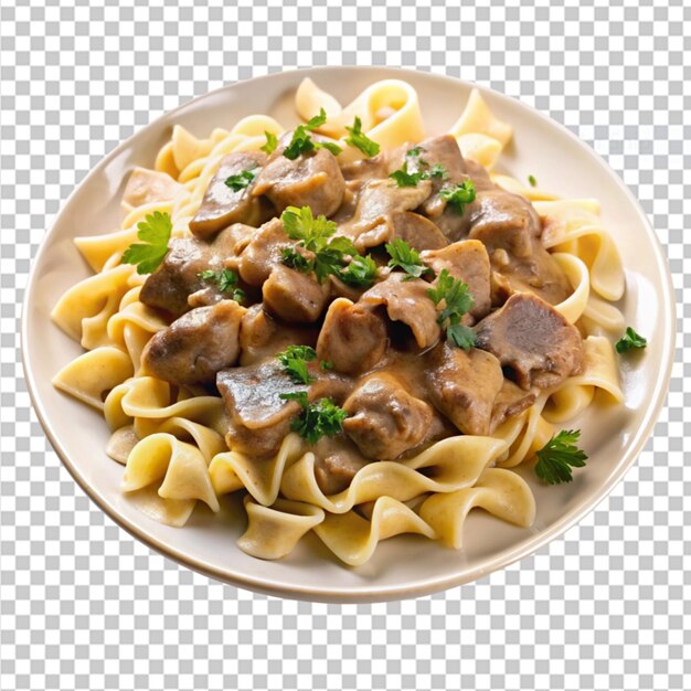 PSD stroganoff de carne bovina em fundo transparente