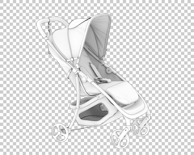 Stroller isolated on transparent background 3d rendering illustration