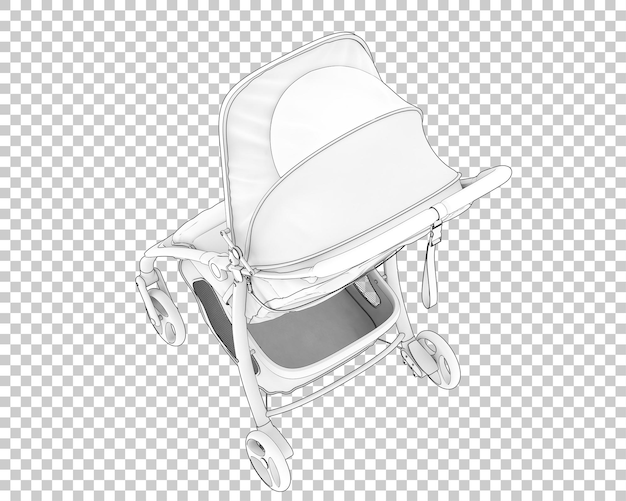 Stroller isolated on transparent background 3d rendering illustration