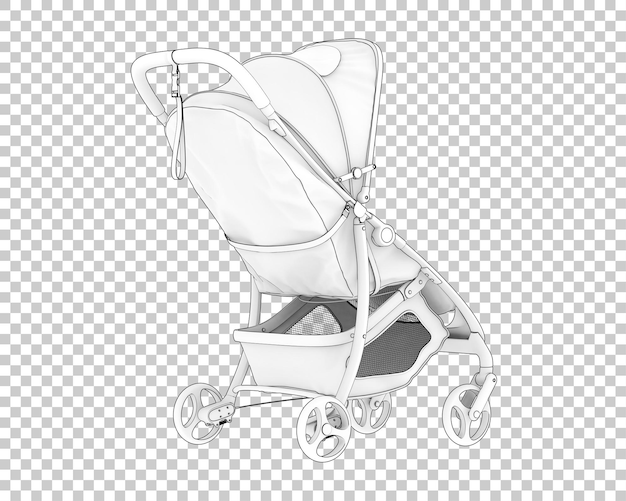 Stroller isolated on transparent background 3d rendering illustration