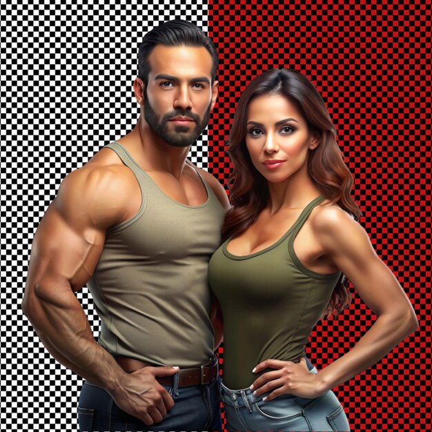 PSD strong latin couple on transparent background