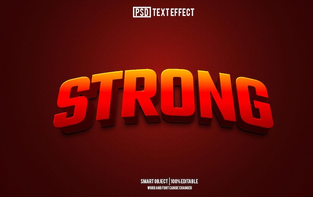 strong text effect font editable typography 3d text