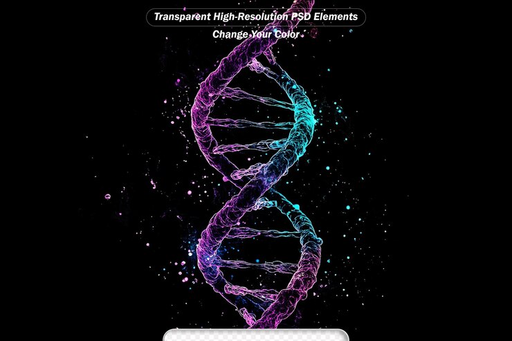 PSD structure d'adn moderne au microscope avec des détails de couleur néon