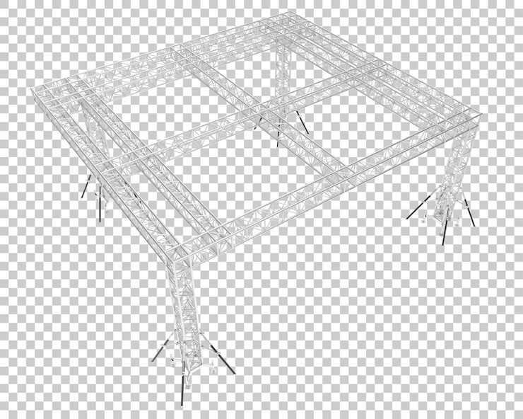 PSD structure de châssis en aluminium isolée sur fond transparent illustration de rendu 3d