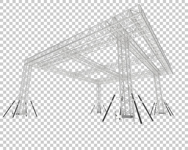 PSD structure de châssis en aluminium isolée sur fond transparent illustration de rendu 3d