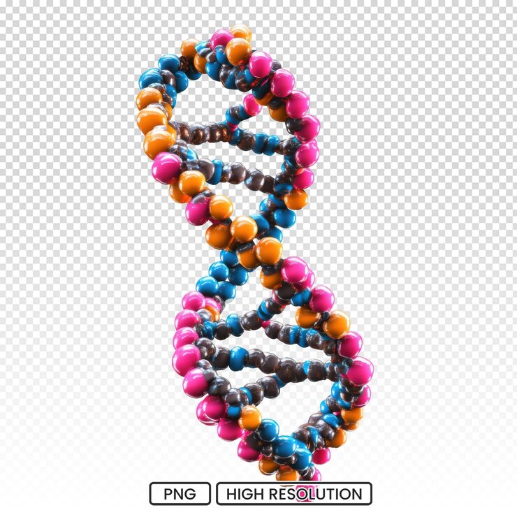 PSD structure colorée de la molécule d'adn isolée sur un fond transparent forme infinie du chromosome humain