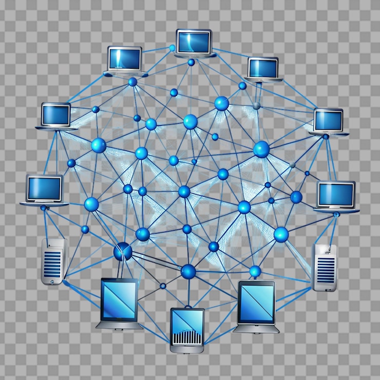 PSD structure de connectivité du grand réseau de données isolée sur un fond transparent