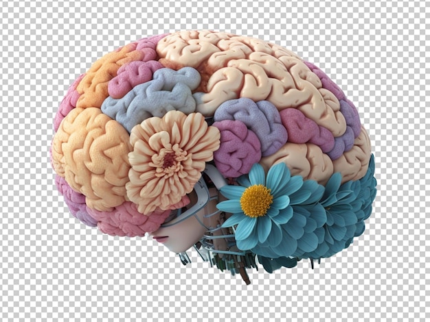 Structure Du Cerveau Humain Avec Des Fleurs