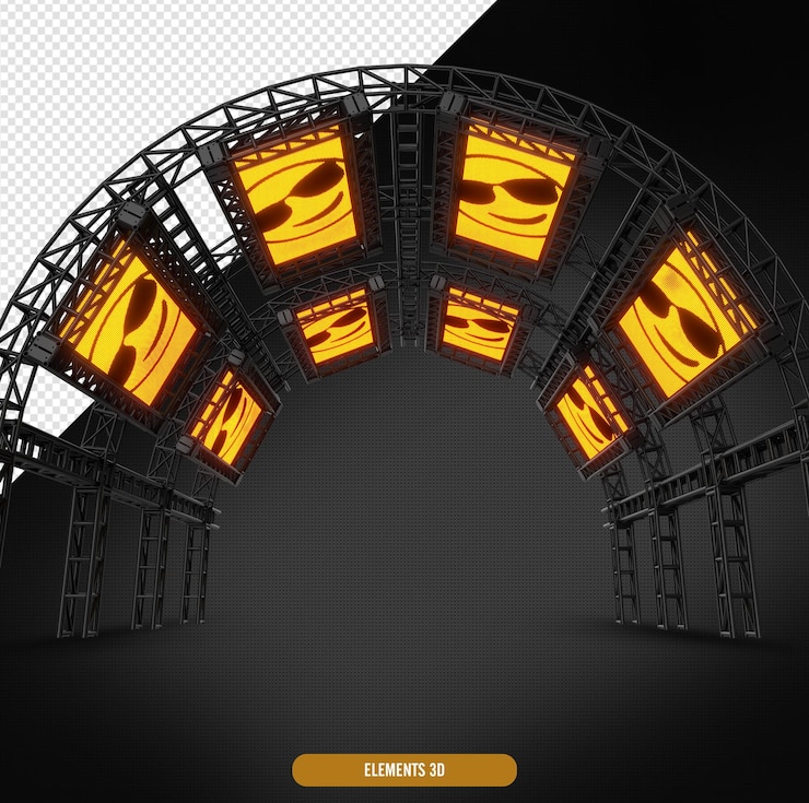 PSD structure en métal noir avec panneau led jaune