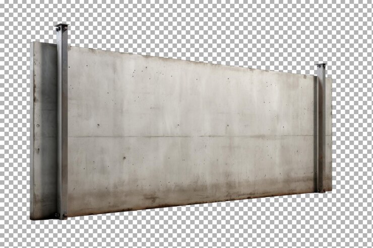 PSD structure de mur en béton dans une conception minimaliste avec des supports en acier à l'intérieur