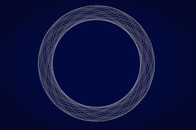 PSD structure of concentric and overlapping lines forming a dense circular pattern with a strong visual