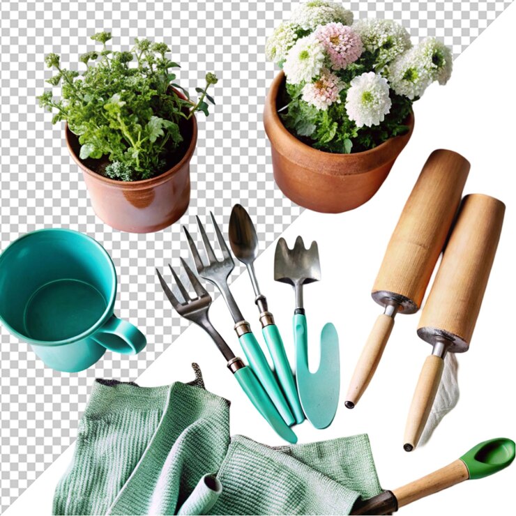 PSD strumenti da giardino su uno sfondo trasparente