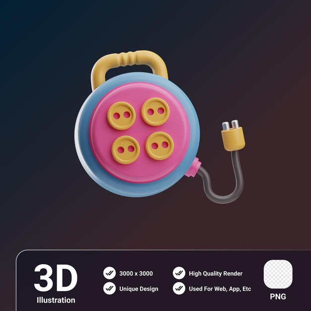 Strumenti di riparazione Illustrazione 3D del cavo di estensione dell'oggetto