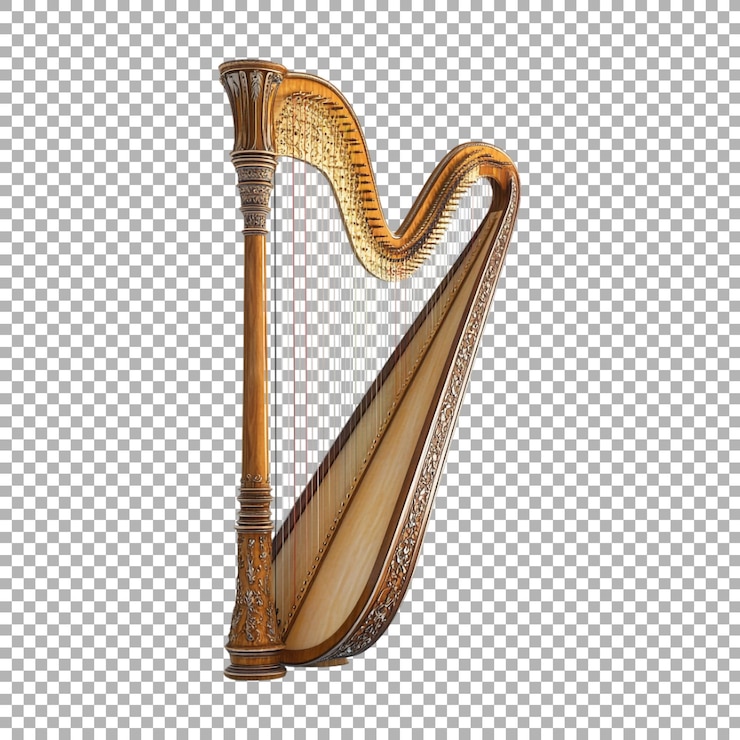 PSD strumento musicale png arpa su sfondo trasparente ai generato